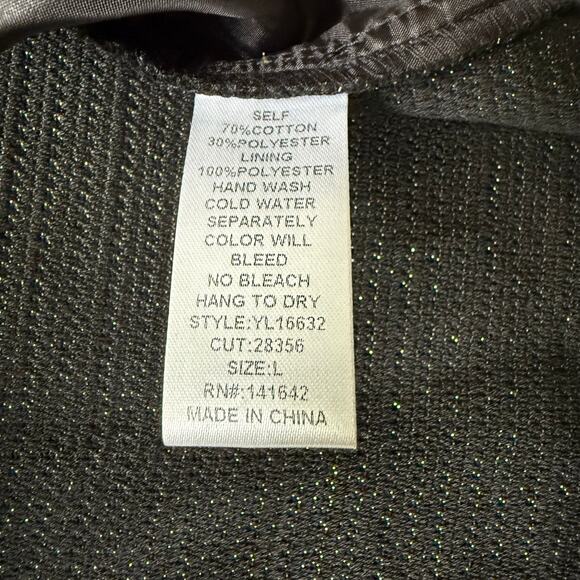 Ya Los Angeles Mini Dress w/ Bow Black Gold Metallic Glam Cocktail Party Size L - Picture 10 of 12